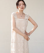 【XS~M 低身長向けサイズあり】クロシェロングワンピース