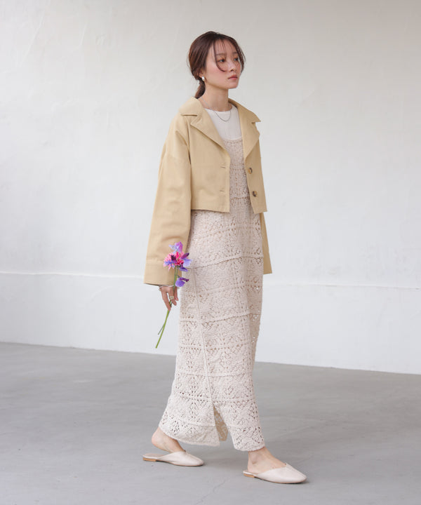 【XS~M 低身長向けサイズあり】クロシェロングワンピース