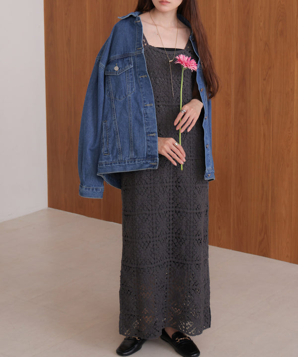 【XS~M 低身長向けサイズあり】クロシェロングワンピース