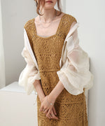 【XS~M 低身長向けサイズあり】クロシェロングワンピース