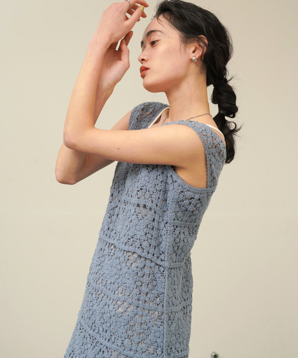 【XS~M 低身長向けサイズあり】クロシェロングワンピース