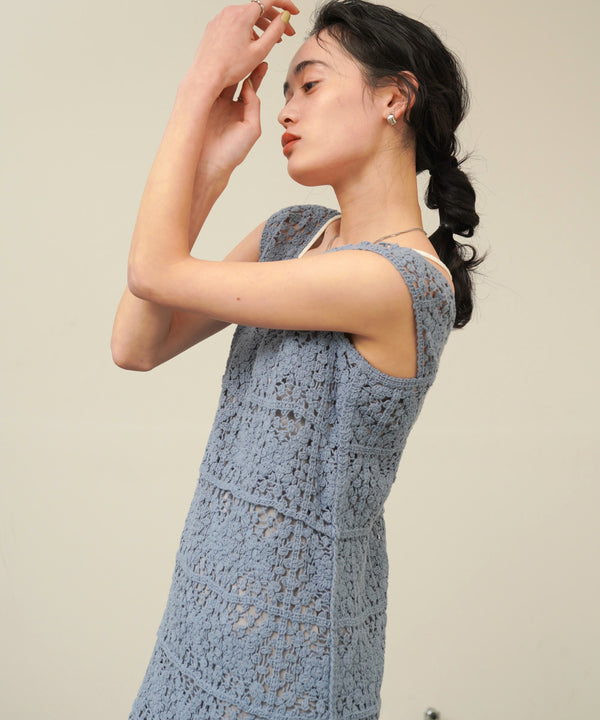 【XS~M 低身長向けサイズあり】クロシェロングワンピース