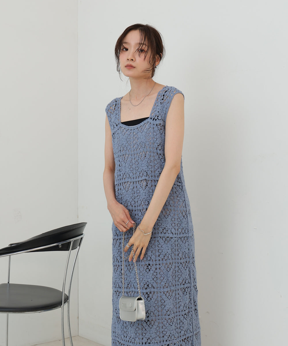 【XS~M 低身長向けサイズあり】クロシェロングワンピース