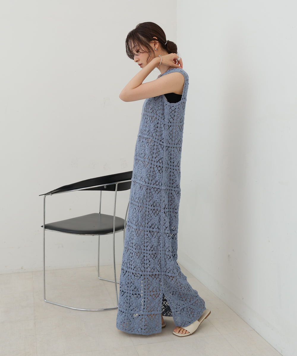 【XS~M 低身長向けサイズあり】クロシェロングワンピース