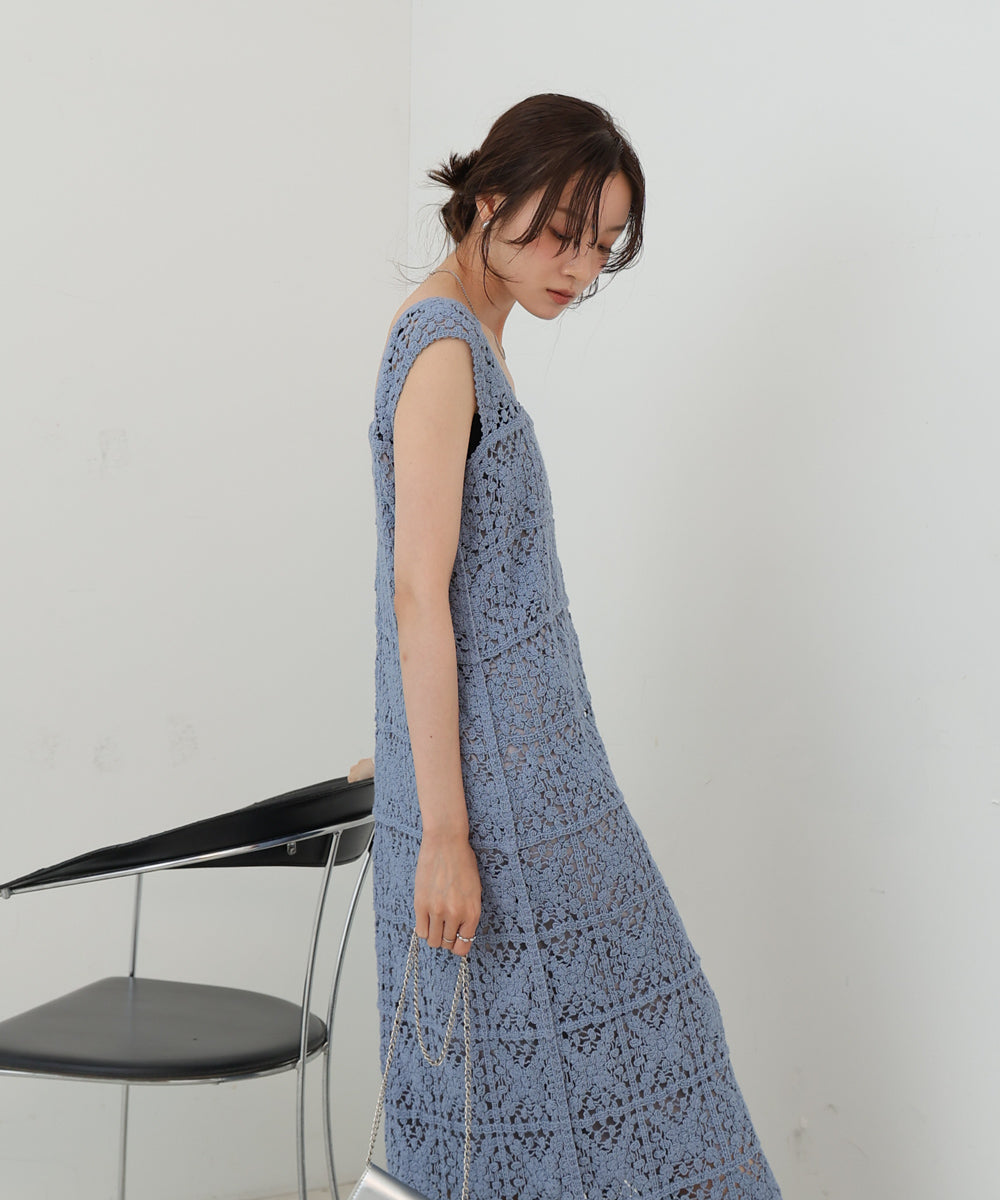 【XS~M 低身長向けサイズあり】クロシェロングワンピース