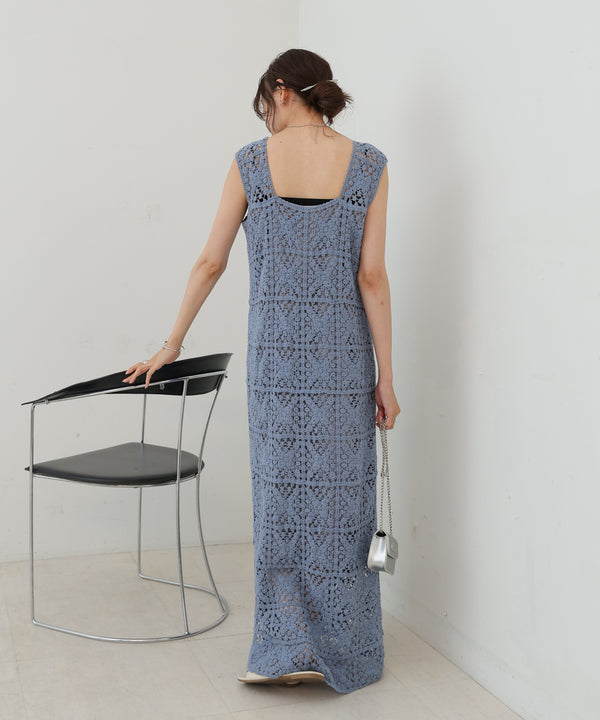 【XS~M 低身長向けサイズあり】クロシェロングワンピース