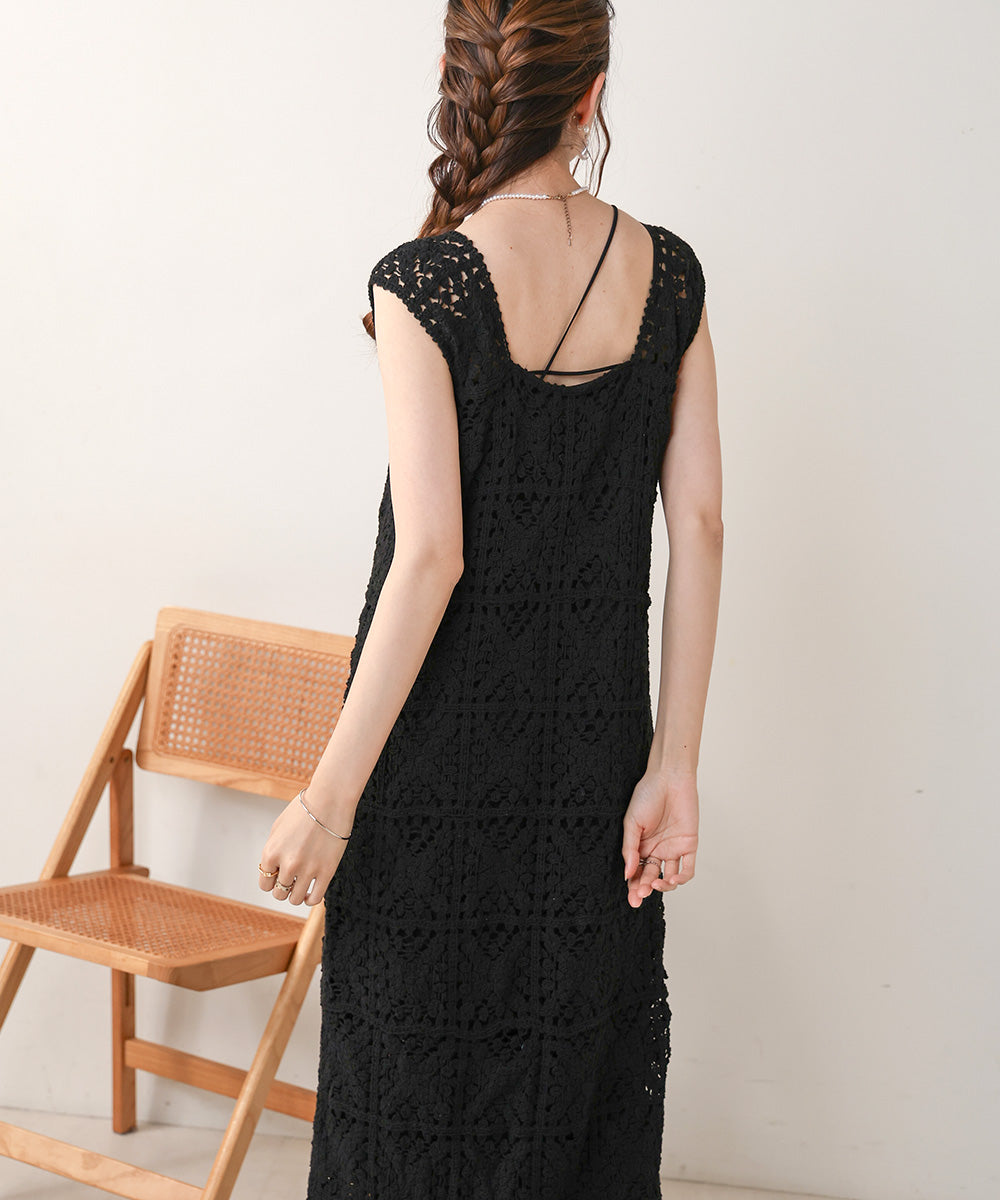 【XS~M 低身長向けサイズあり】クロシェロングワンピース