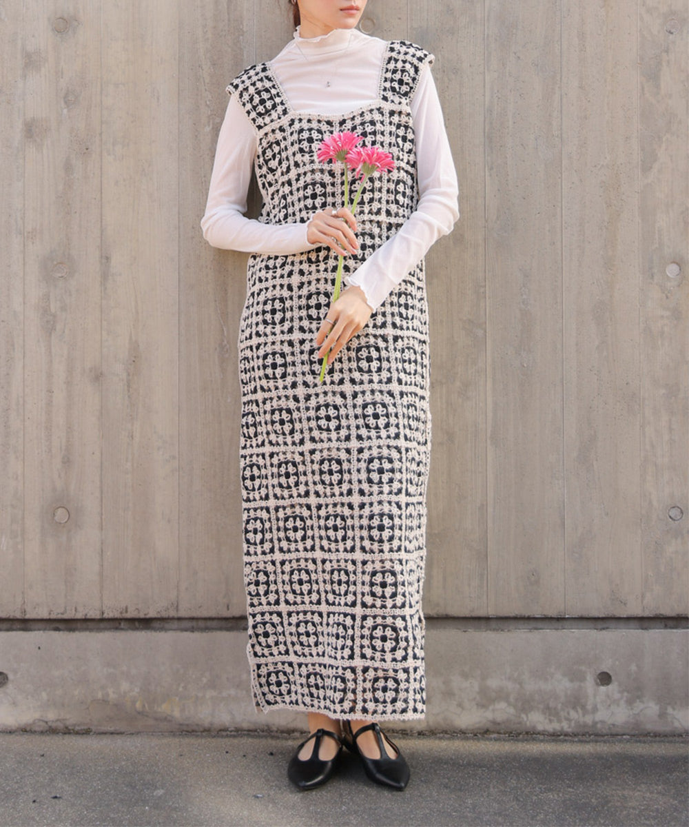 【XS~M 低身長向けサイズあり】クロシェロングワンピース