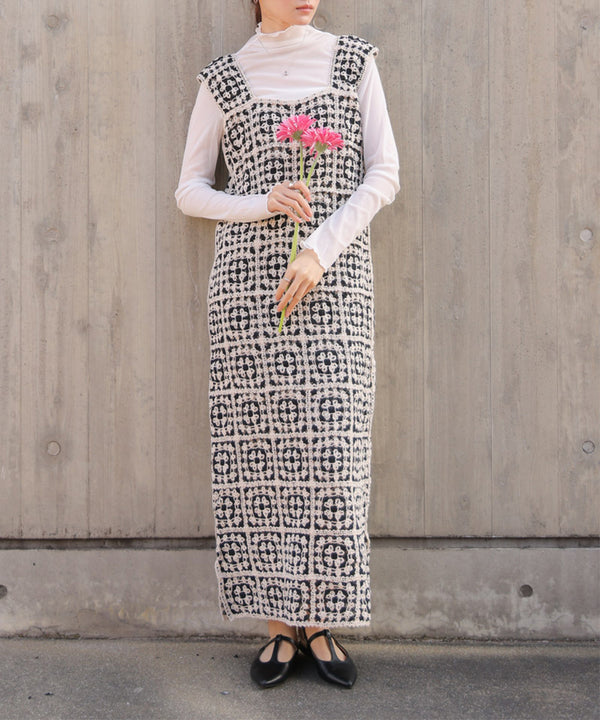 【XS~M 低身長向けサイズあり】クロシェロングワンピース