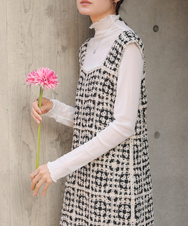 【XS~M 低身長向けサイズあり】クロシェロングワンピース