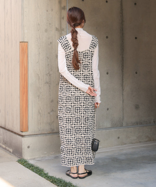 【XS~M 低身長向けサイズあり】クロシェロングワンピース