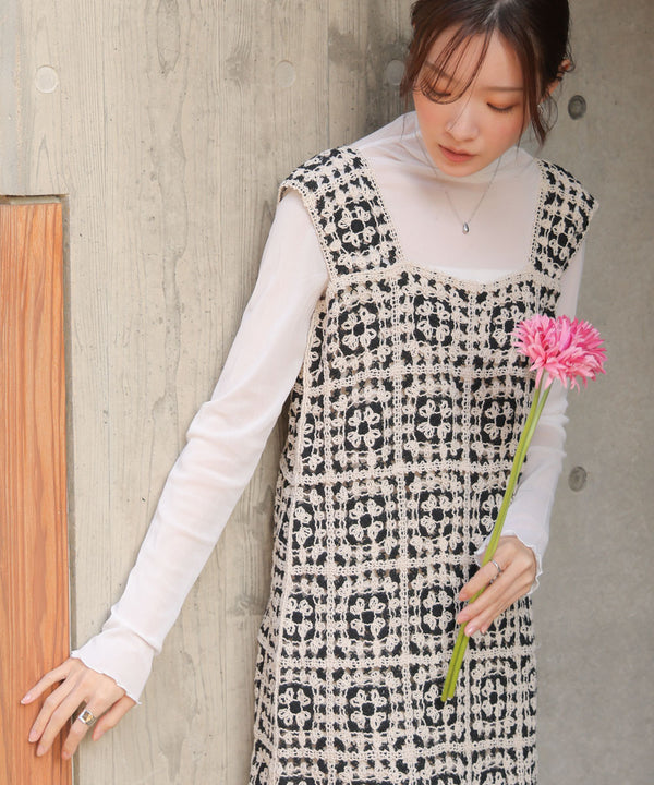 【XS~M 低身長向けサイズあり】クロシェロングワンピース