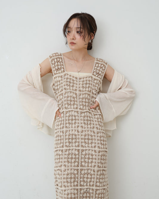 【XS~M 低身長向けサイズあり】クロシェロングワンピース