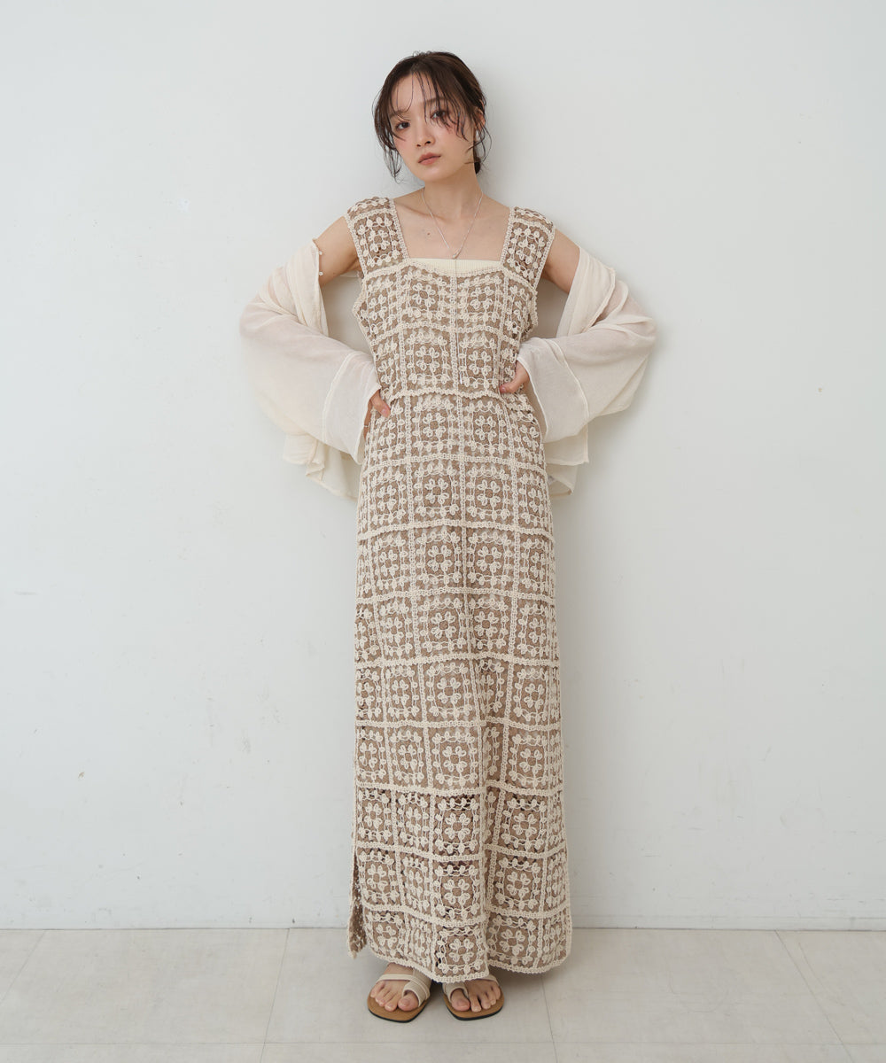 【XS~M 低身長向けサイズあり】クロシェロングワンピース