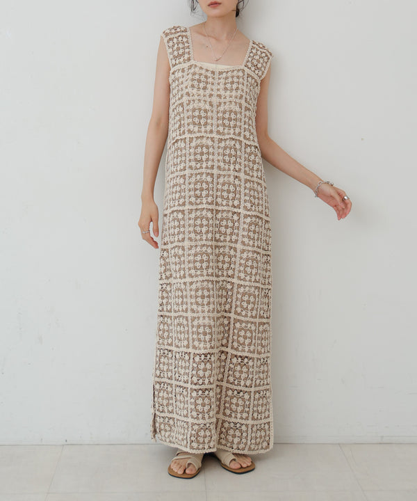 【XS~M 低身長向けサイズあり】クロシェロングワンピース