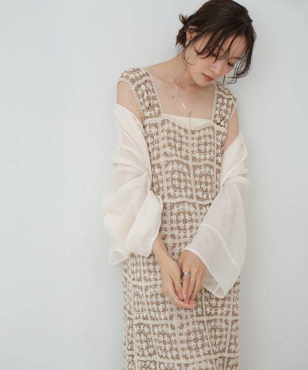 【XS~M 低身長向けサイズあり】クロシェロングワンピース