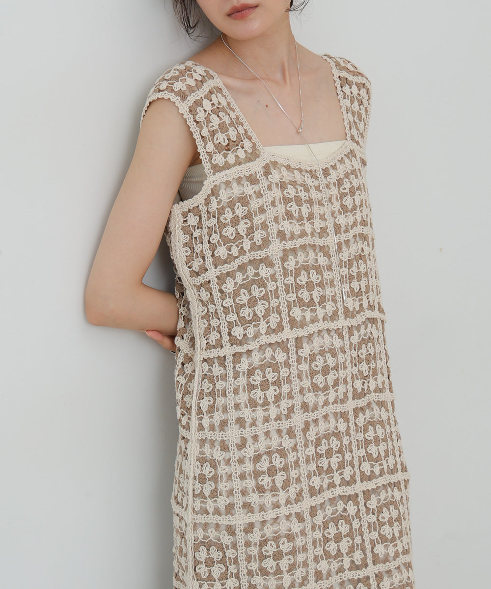 【XS~M 低身長向けサイズあり】クロシェロングワンピース