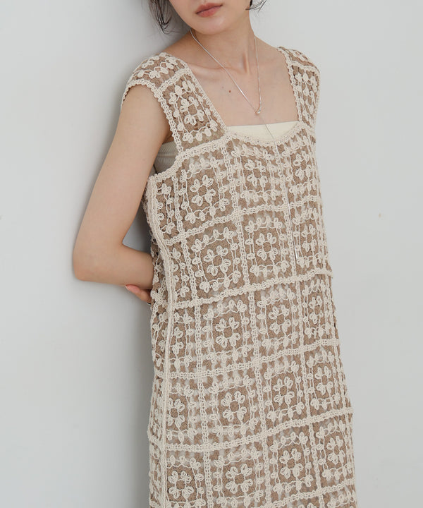 【XS~M 低身長向けサイズあり】クロシェロングワンピース