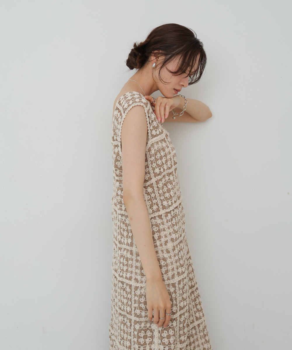 【XS~M 低身長向けサイズあり】クロシェロングワンピース