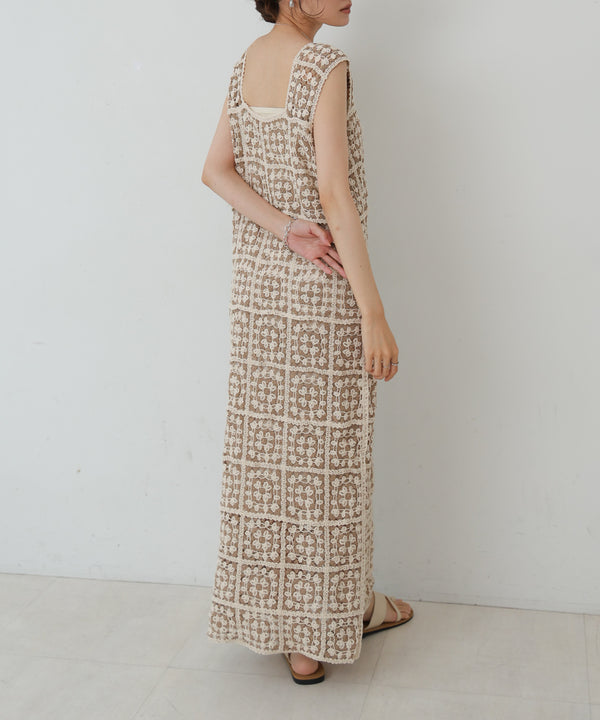 【XS~M 低身長向けサイズあり】クロシェロングワンピース