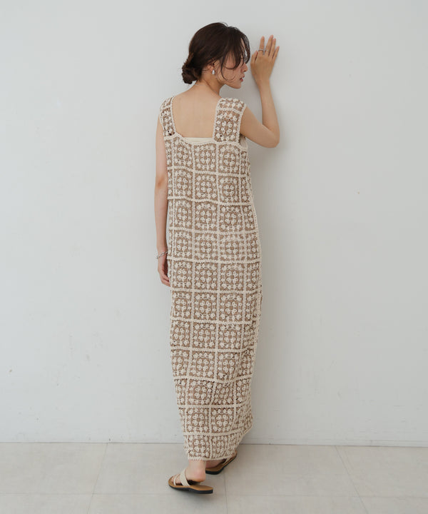 【XS~M 低身長向けサイズあり】クロシェロングワンピース