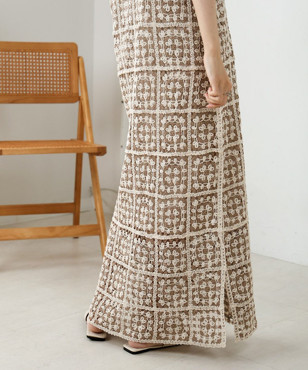 【XS~M 低身長向けサイズあり】クロシェロングワンピース