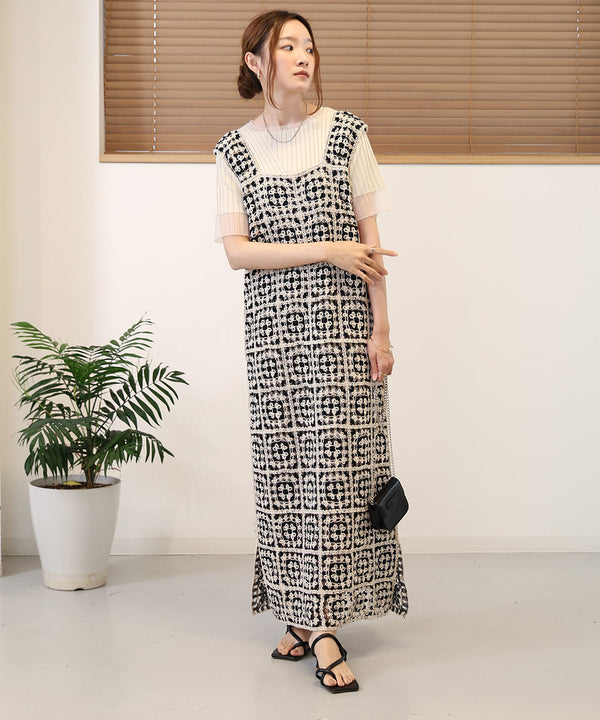 【XS~M 低身長向けサイズあり】クロシェロングワンピース