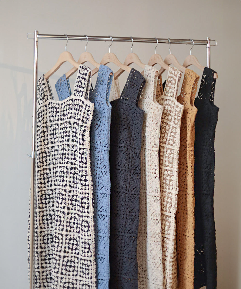 【XS~M 低身長向けサイズあり】クロシェロングワンピース