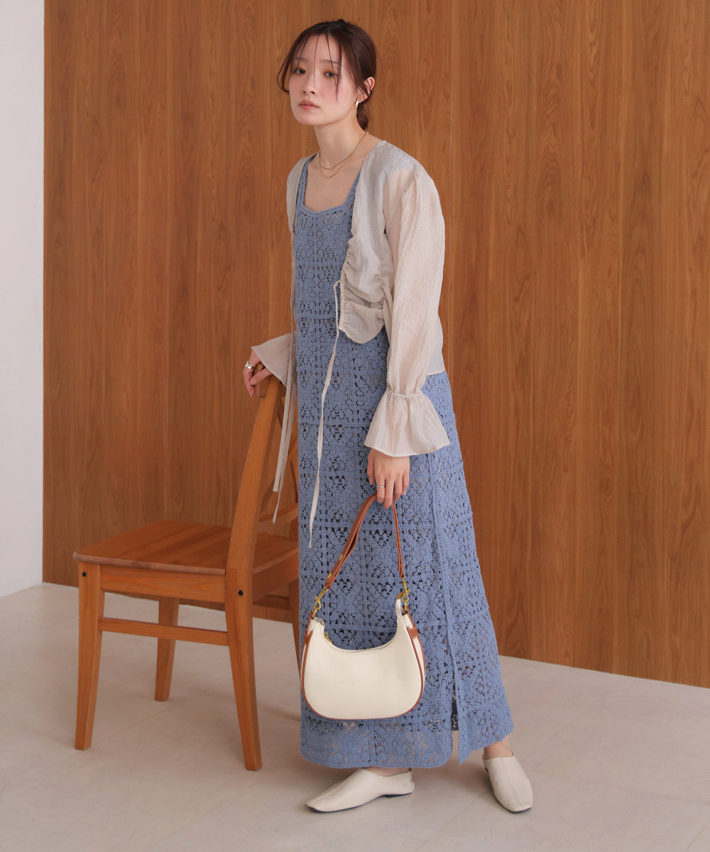 【XS~M 低身長向けサイズあり】クロシェロングワンピース