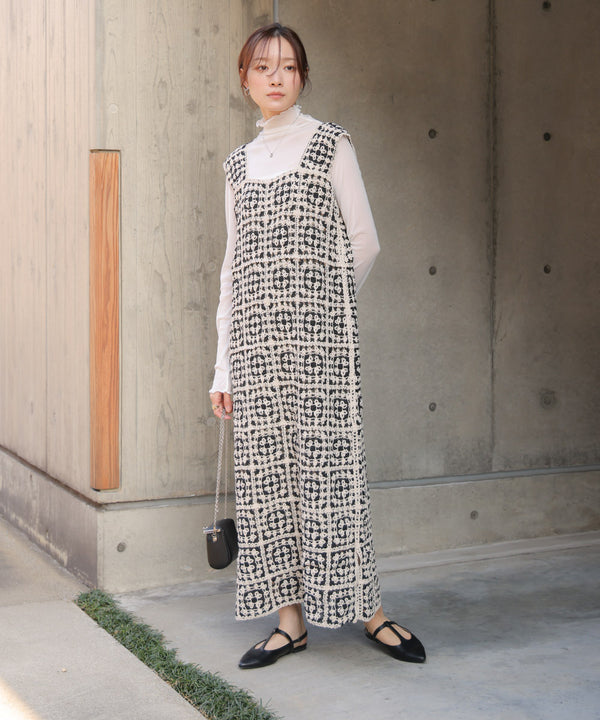 【XS~M 低身長向けサイズあり】クロシェロングワンピース