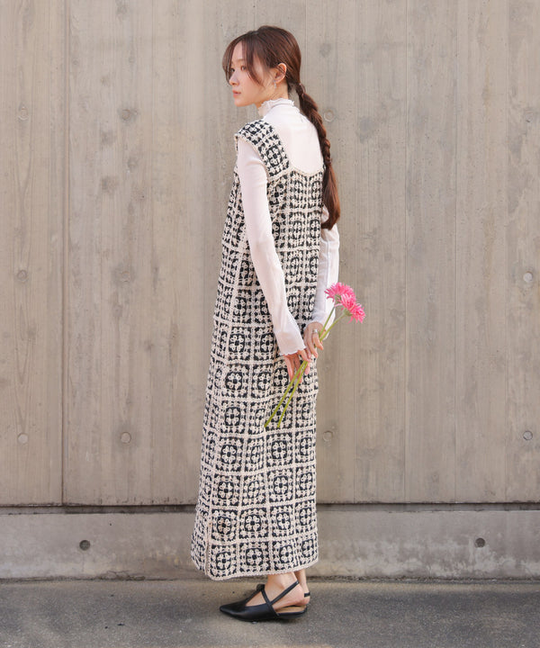 【XS~M 低身長向けサイズあり】クロシェロングワンピース