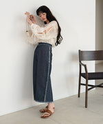 SLEEVE RIBBON SHEER BLOUSE