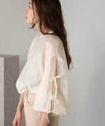 SLEEVE RIBBON SHEER BLOUSE