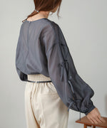 SLEEVE RIBBON SHEER BLOUSE