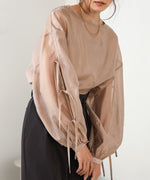 SLEEVE RIBBON SHEER BLOUSE