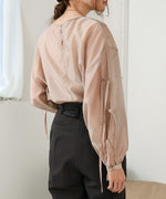 SLEEVE RIBBON SHEER BLOUSE