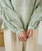SLEEVE RIBBON SHEER BLOUSE