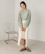 SLEEVE RIBBON SHEER BLOUSE