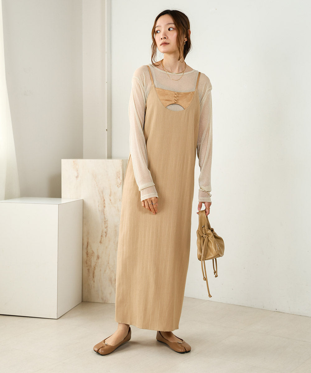 eaphi linen like fringe salopette サロペット・オーバーオール