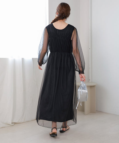 2WAY TULLE GATHER DRESS