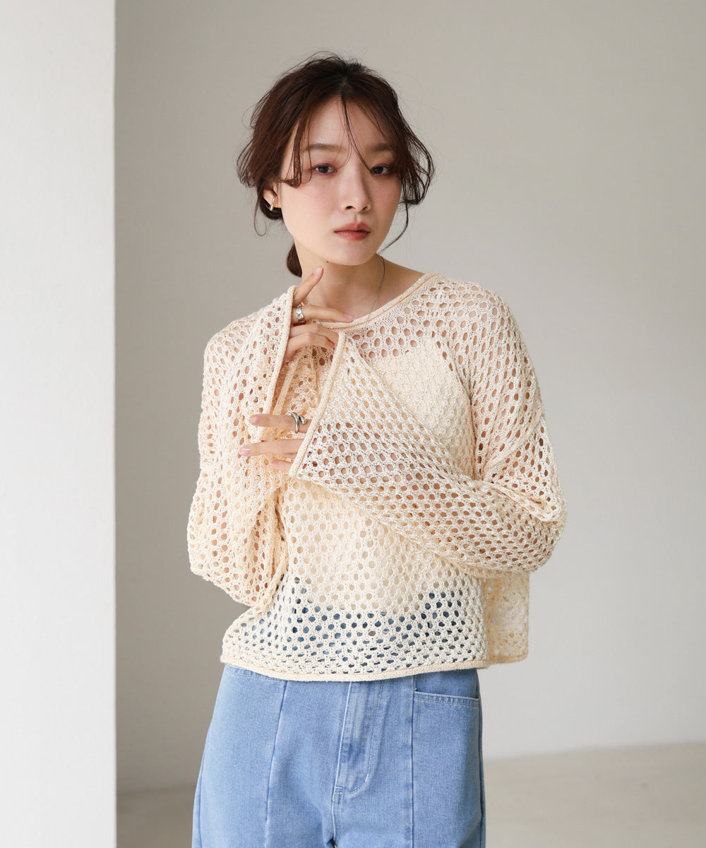 スパンコールメッシュニット