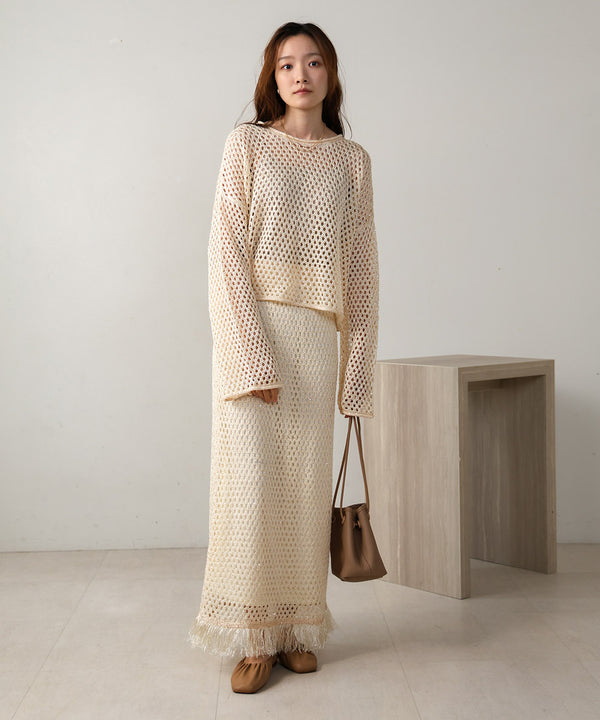 スパンコールメッシュニット