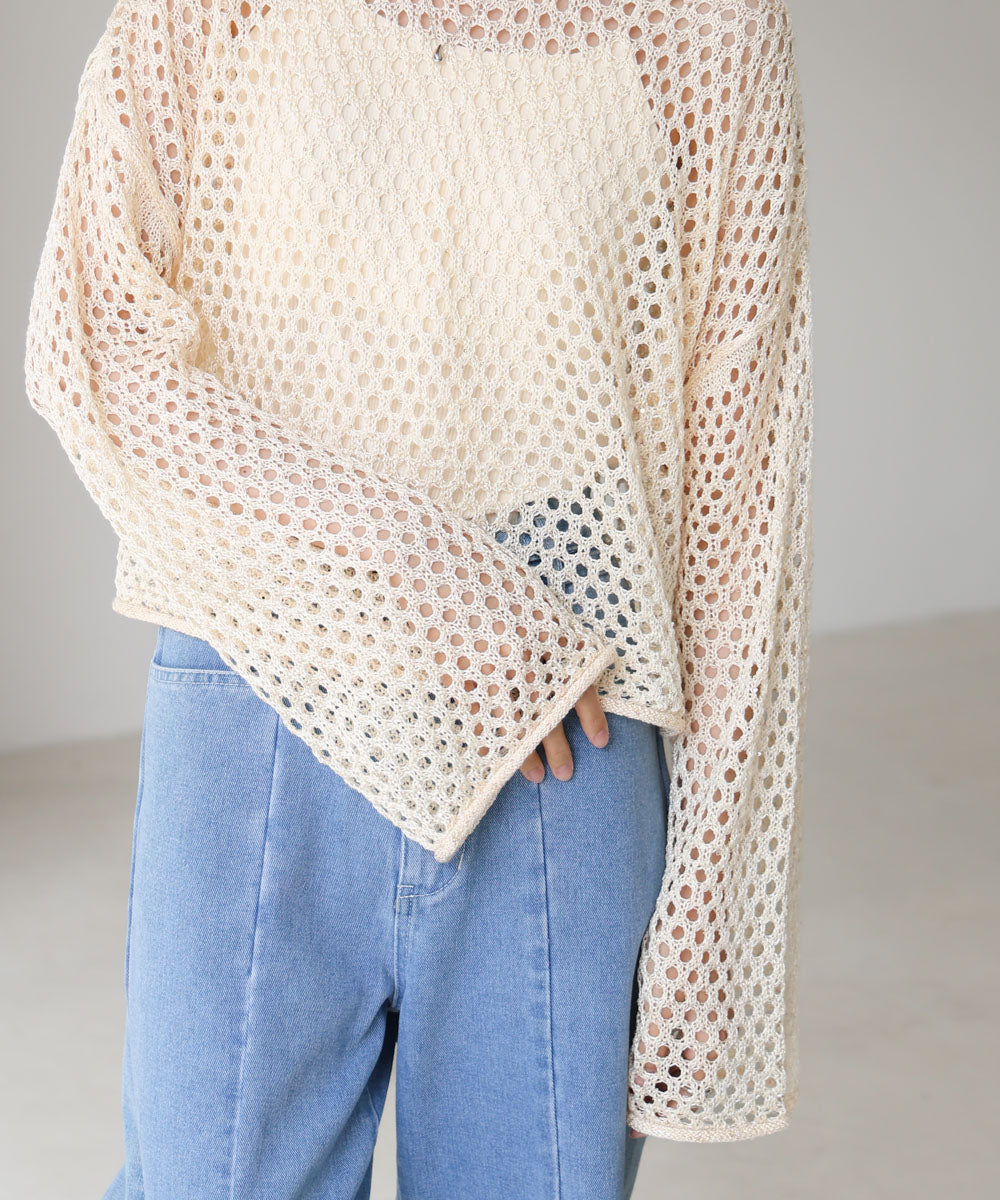 スパンコールメッシュニット