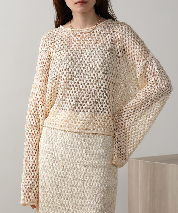 スパンコールメッシュニット