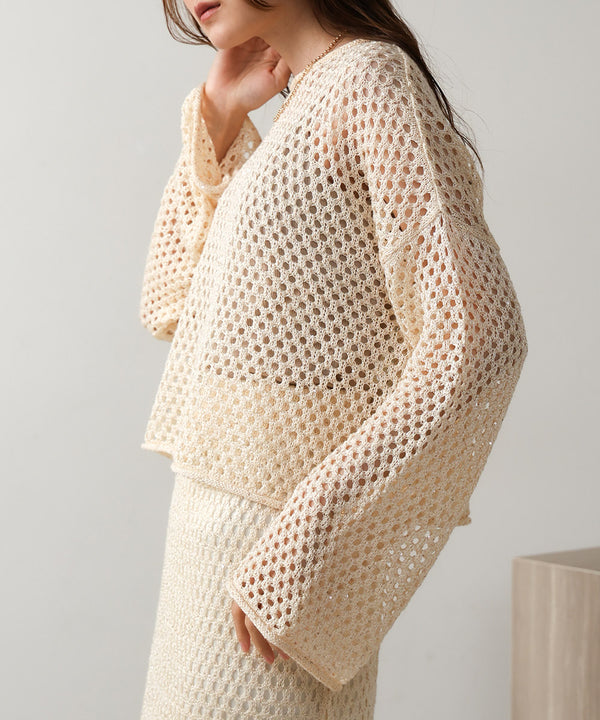 スパンコールメッシュニット