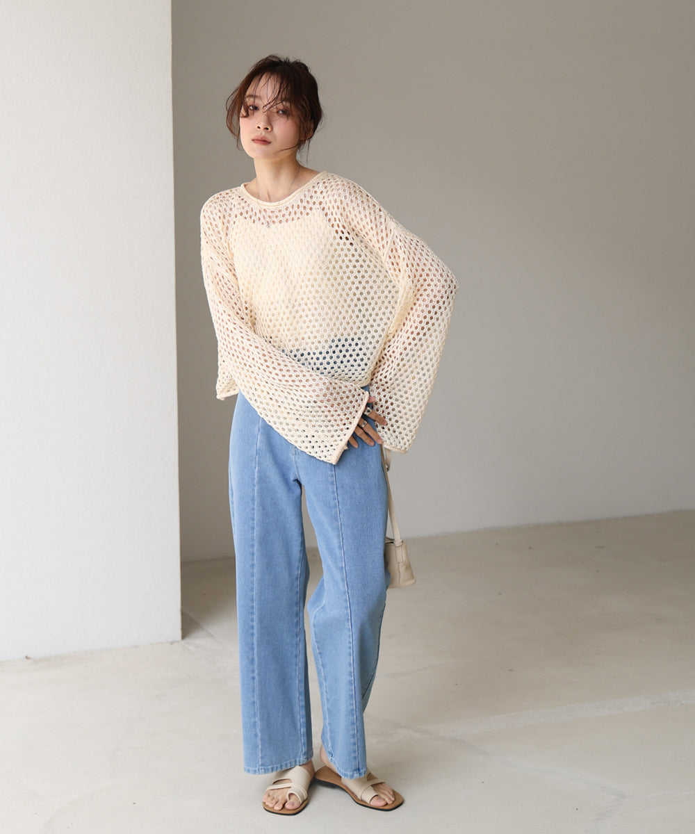 スパンコールメッシュニット