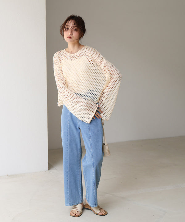 スパンコールメッシュニット