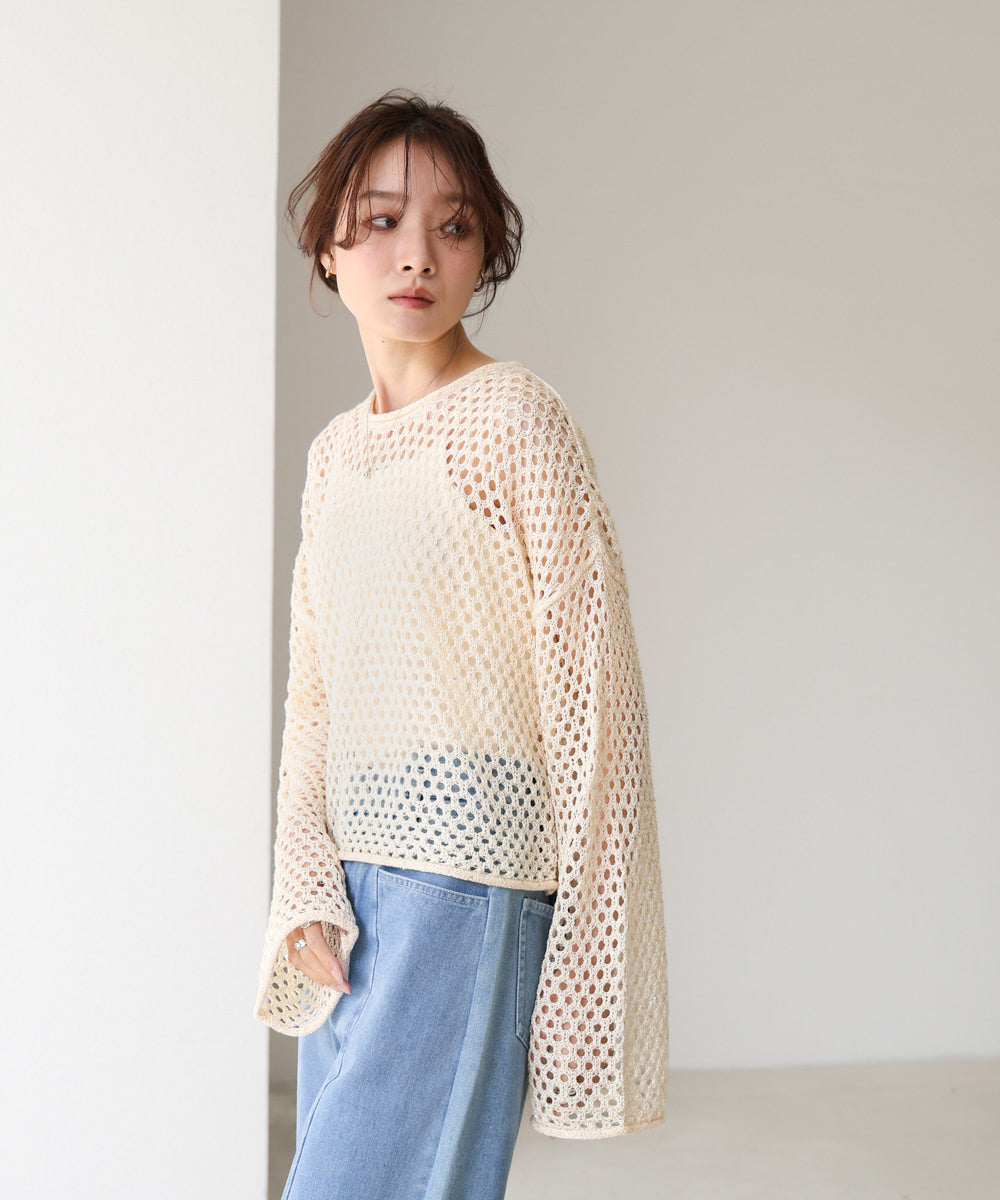 スパンコールメッシュニット