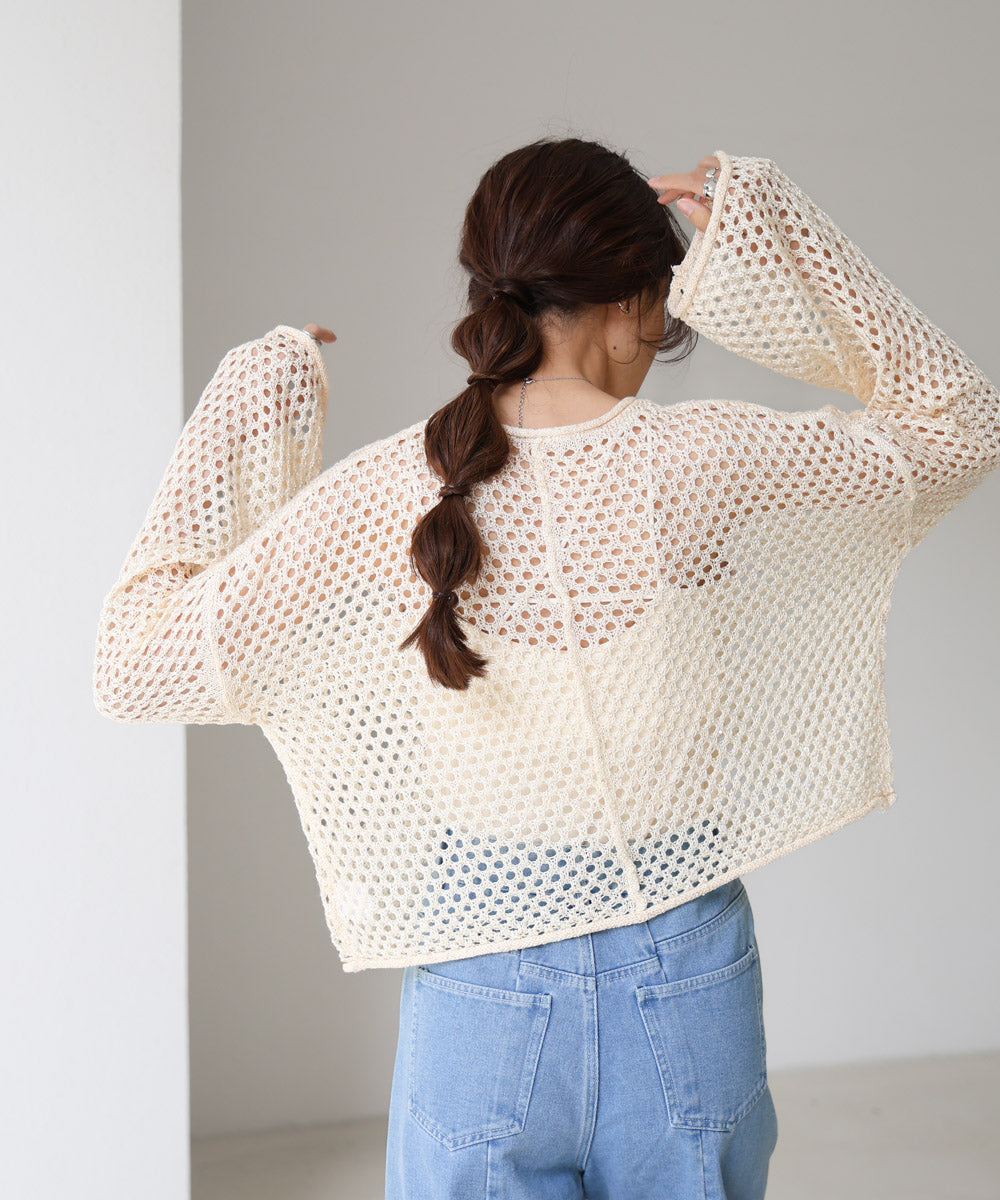 スパンコールメッシュニット