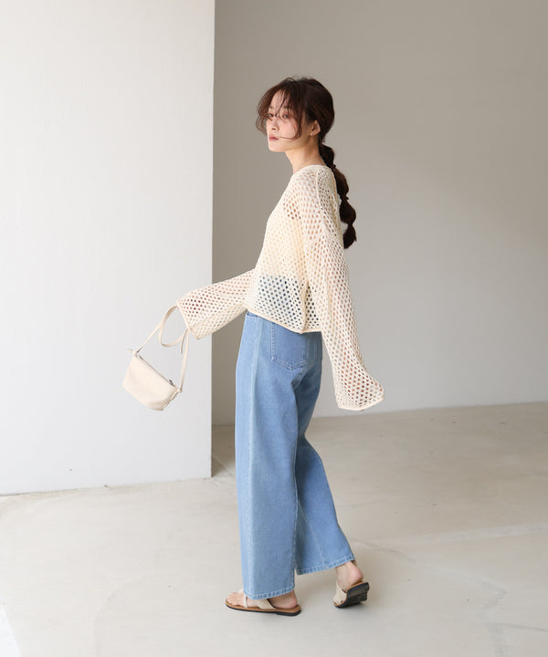 スパンコールメッシュニット